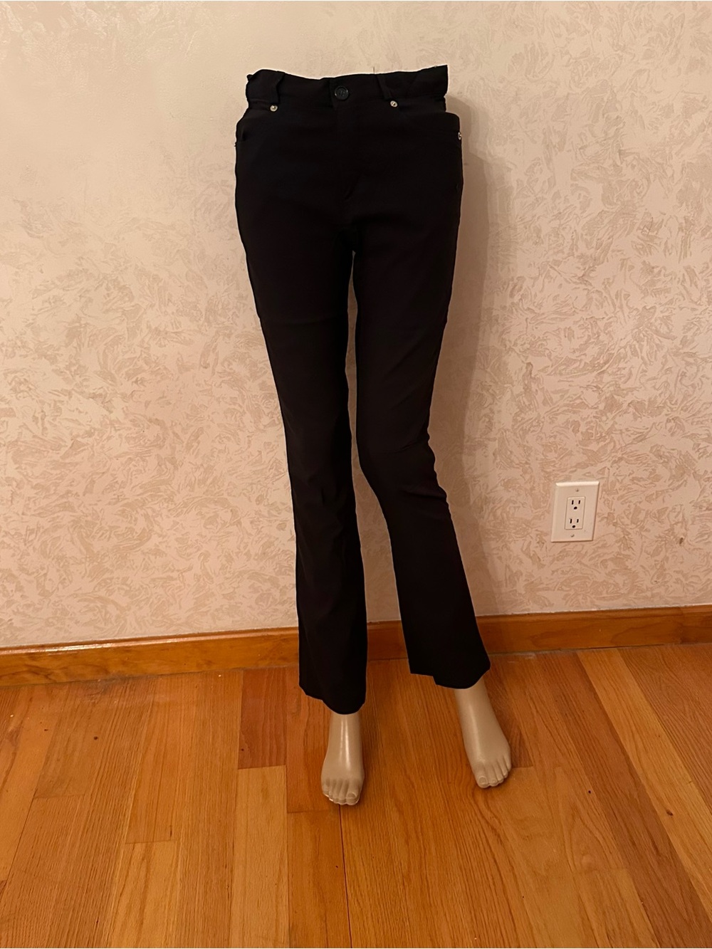 Mystic Black Boot-Cut Stretch Pants high waisted